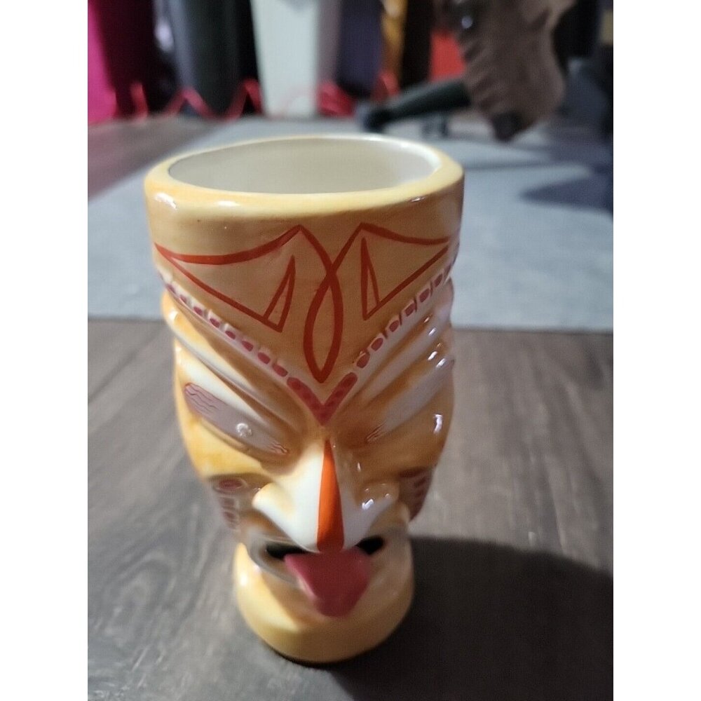 Hawaiian Tiki Ceramic Polynesian God Face Vase Barware MCM 6in Vtg Cottagecore